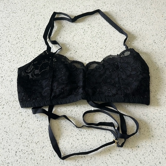We are HAH Black Noir Don’t Cross Me Lace Halter Top, Women’s Size Extra Small - Picture 1 of 8